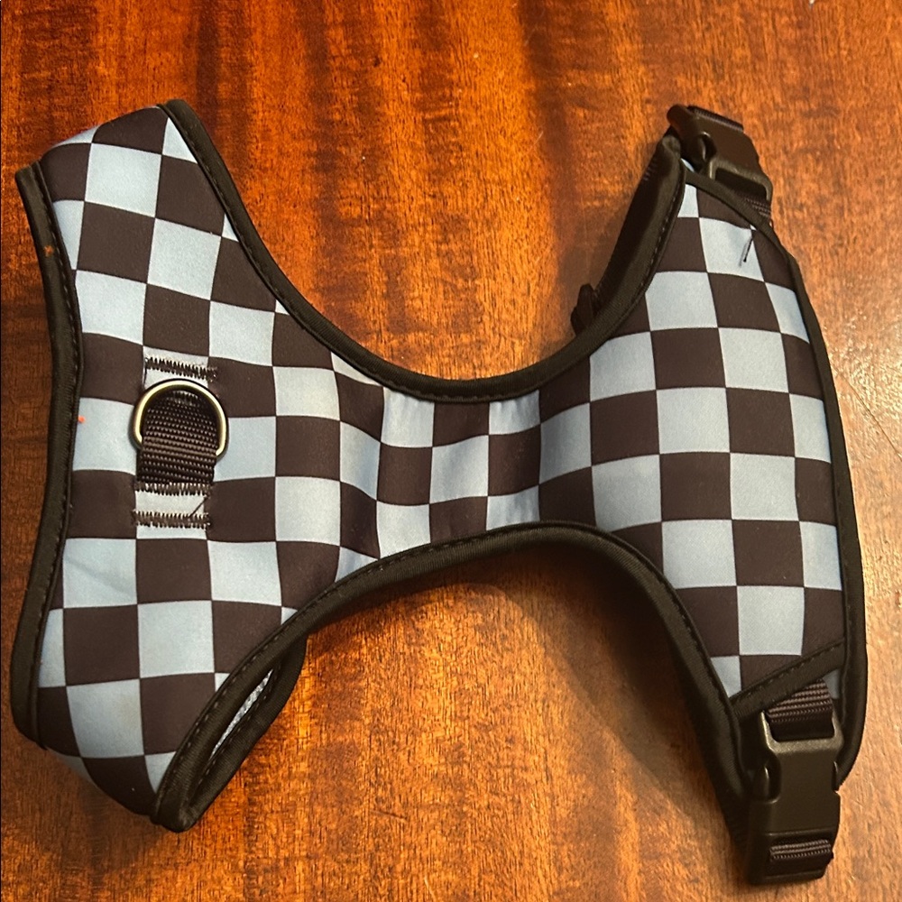 Dog Harness by Top Paw in Black & Blue Check Size Medium